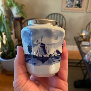 Delft Windmill Toothpick Match Holder mini vase